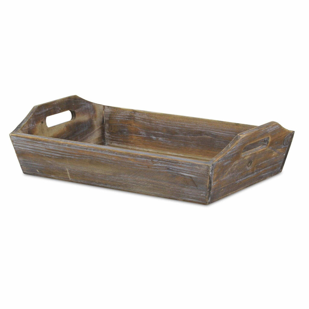 Dark Brown Finish Wood Serving Tray With Handles - Homeroots - Flyclothing LLC