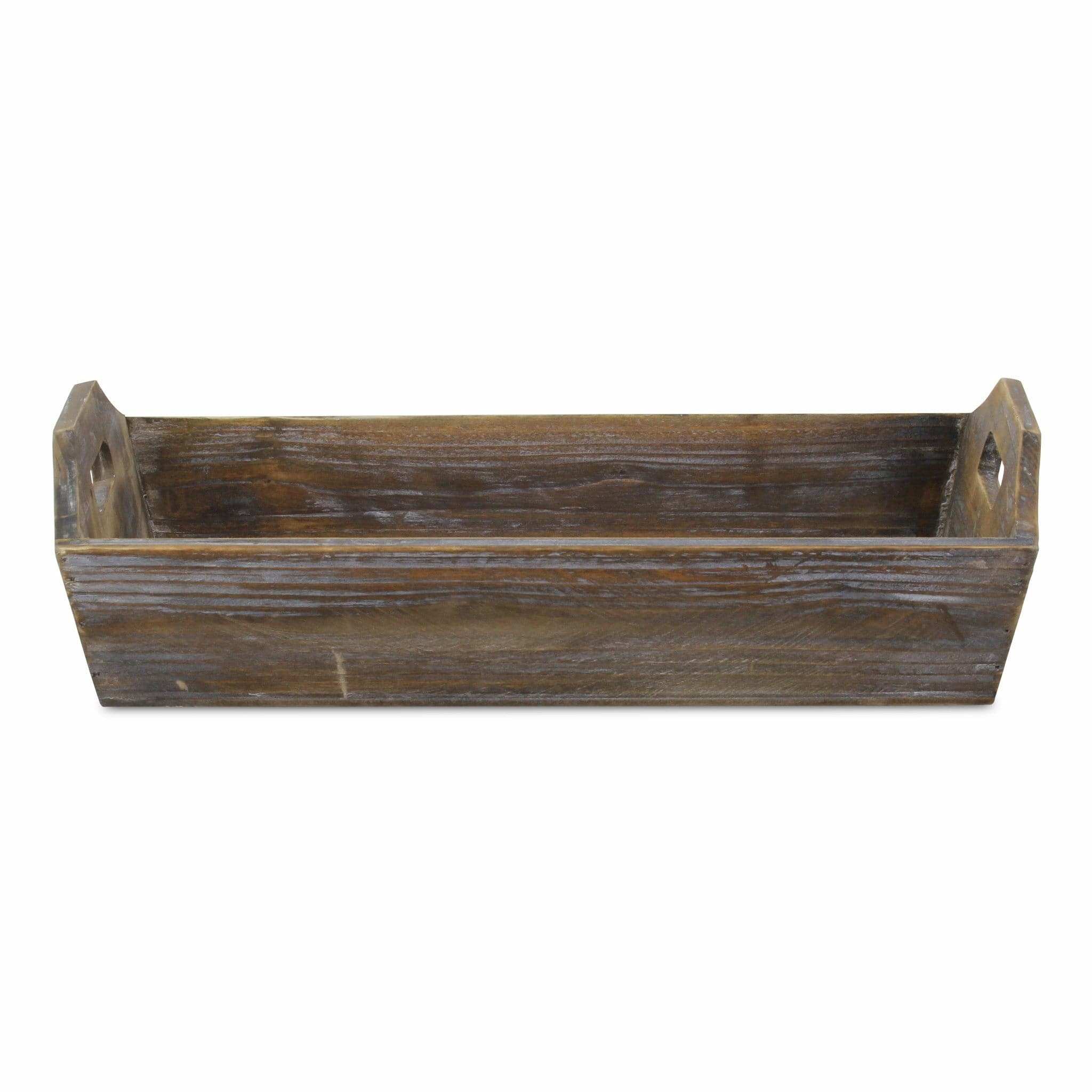 Dark Brown Finish Wood Serving Tray With Handles - Homeroots - Flyclothing LLC