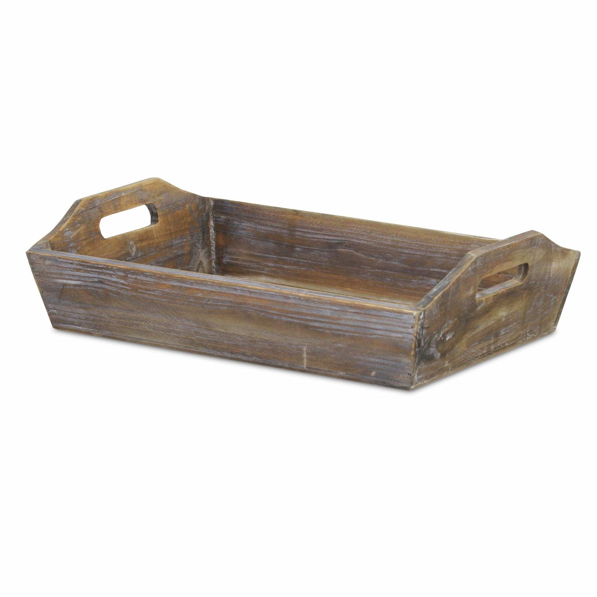 Dark Brown Finish Wood Serving Tray With Handles - Homeroots - Flyclothing LLC