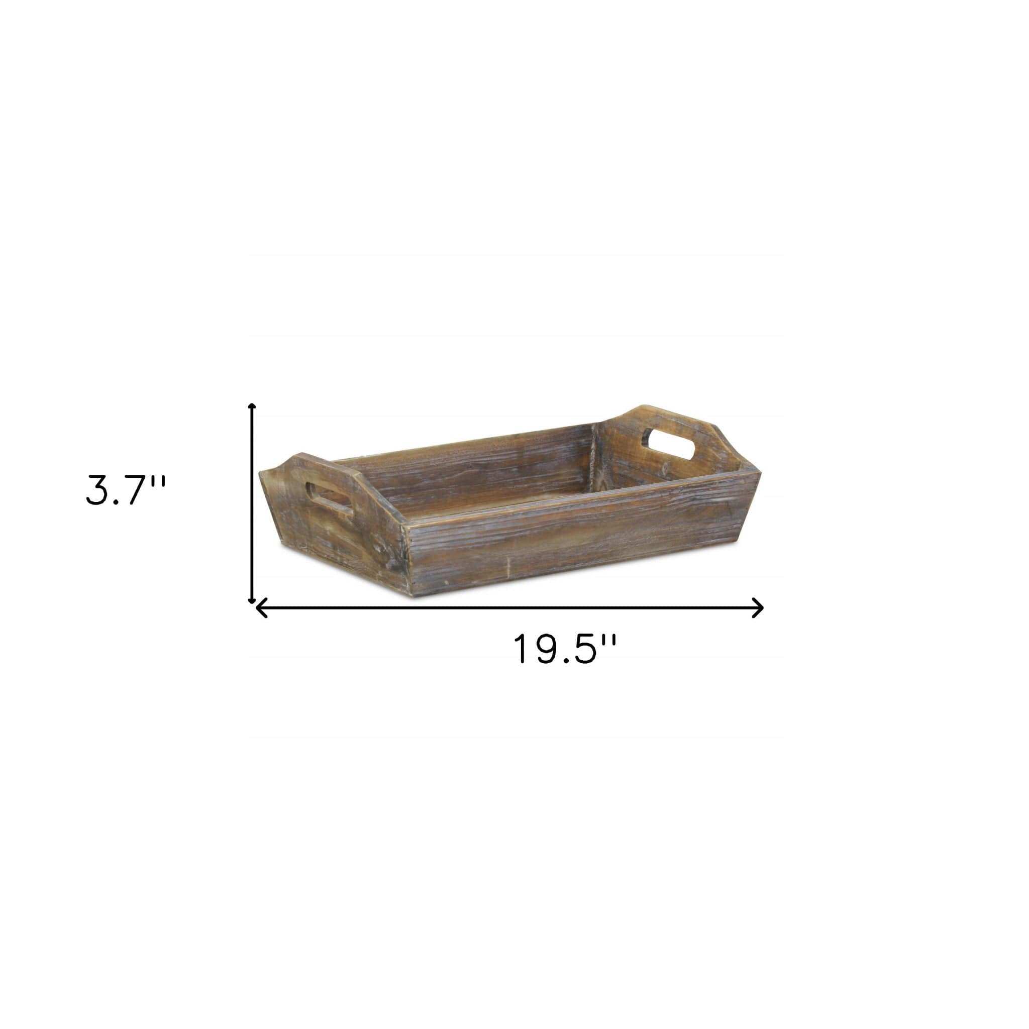 Dark Brown Finish Wood Serving Tray With Handles - Homeroots - Flyclothing LLC
