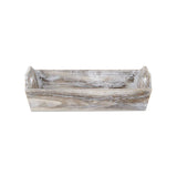 White Rustic Finish Wood Serving Tray With Handles - Homeroots - Flyclothing LLC