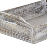 White Rustic Finish Wood Serving Tray With Handles - Homeroots - Flyclothing LLC