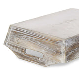 White Rustic Finish Wood Serving Tray With Handles - Homeroots - Flyclothing LLC