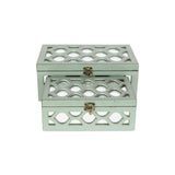 Set Of 2 Blue Wooden Boxes With Overlayed Mirror Panels - Homeroots
