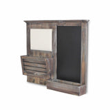 Gray Wooden Wall Chalkboard With Side Storage Basket - Homeroots