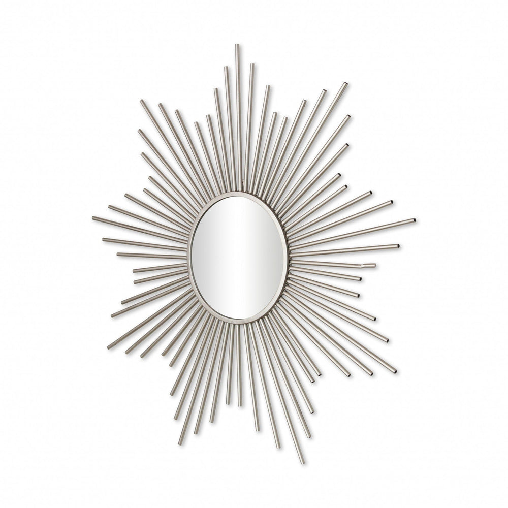 Striking Silver Metal Sunburst Design Wall Mirror - Homeroots