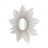 Striking Silver Metal Sunburst Design Wall Mirror - Homeroots