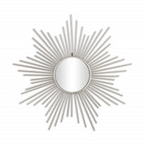 Striking Silver Metal Sunburst Design Wall Mirror - Homeroots