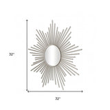 Striking Silver Metal Sunburst Design Wall Mirror - Homeroots - Flyclothing LLC