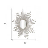 Striking Silver Metal Sunburst Design Wall Mirror - Homeroots - Flyclothing LLC