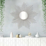 Striking Silver Metal Sunburst Design Wall Mirror - Homeroots - Flyclothing LLC