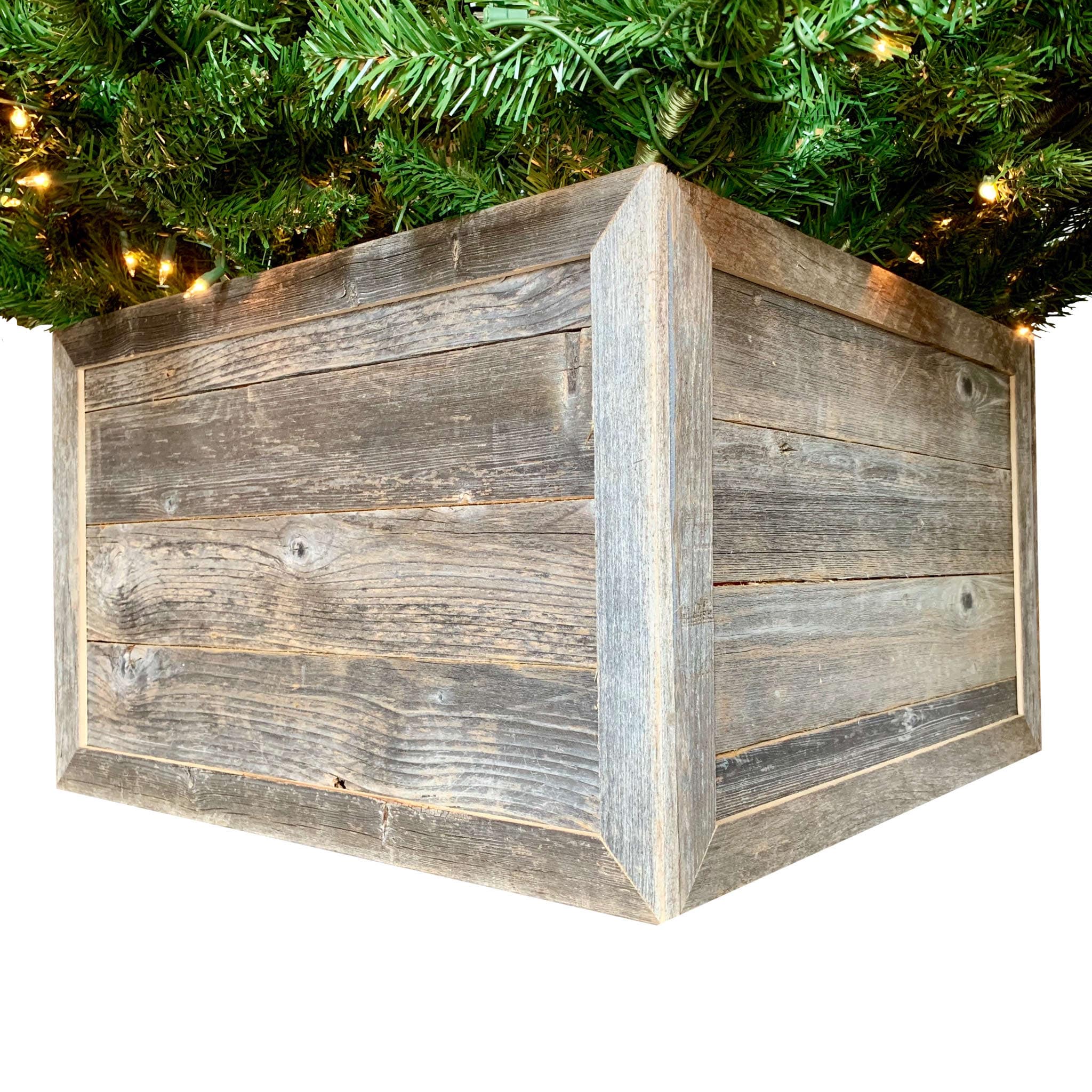 28" Natural Weathered Gray Plank Christmas Tree Collar - Homeroots - Flyclothing LLC