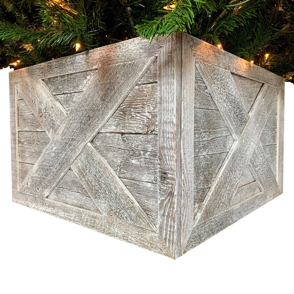 23" Natural Weathered Gray Whitewash Christmas Tree Collar - Homeroots