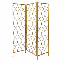 Golden Scroll Three Panel Room Divider Screen - Homeroots
