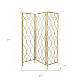 Golden Scroll Three Panel Room Divider Screen - Homeroots - Flyclothing LLC