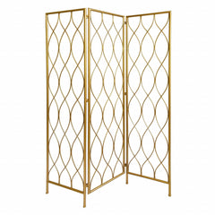 Golden Scroll Three Panel Room Divider Screen - Homeroots