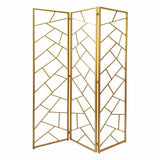 71" Gold IronFolding Three Panel Screen Room Divider - Homeroots - Flyclothing LLC
