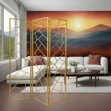 71" Gold IronFolding Three Panel Screen Room Divider - Homeroots - Flyclothing LLC