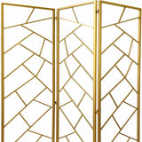 71" Gold IronFolding Three Panel Screen Room Divider - Homeroots - Flyclothing LLC