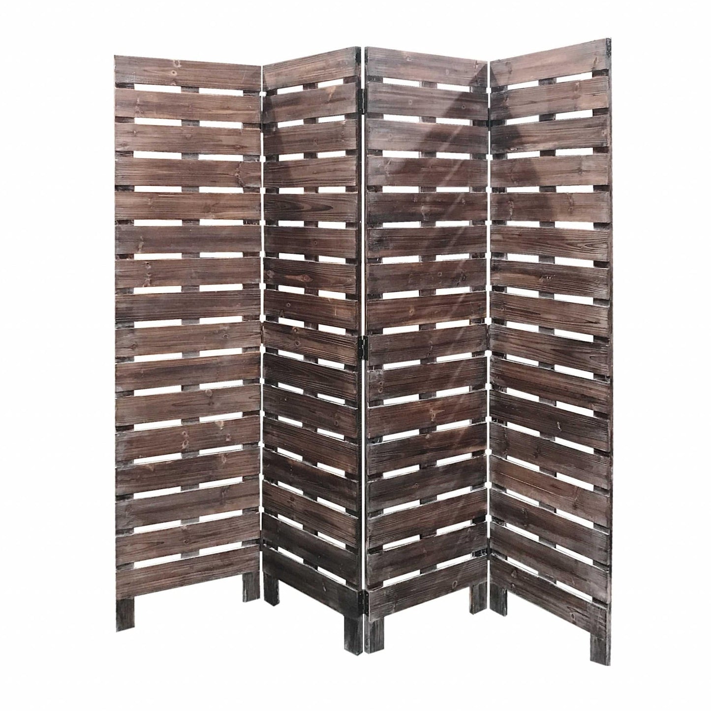 72" Brown Folding Four Panel Screen Room Divider - Homeroots - Flyclothing LLC