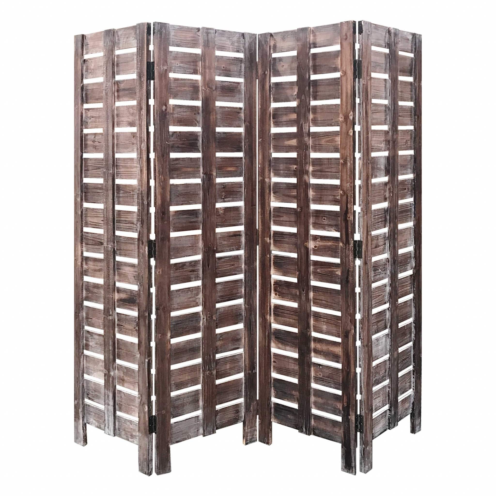 72" Brown Folding Four Panel Screen Room Divider - Homeroots - Flyclothing LLC