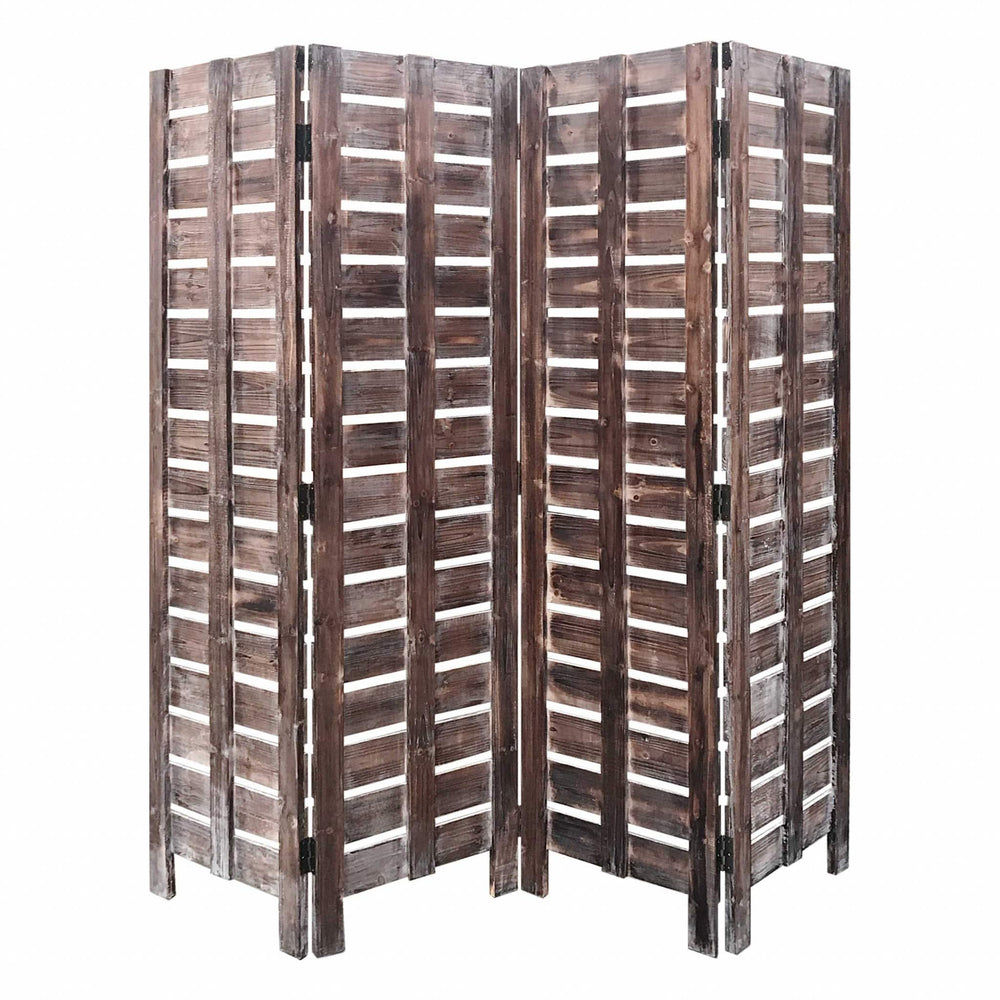 72" Brown Folding Four Panel Screen Room Divider - Homeroots