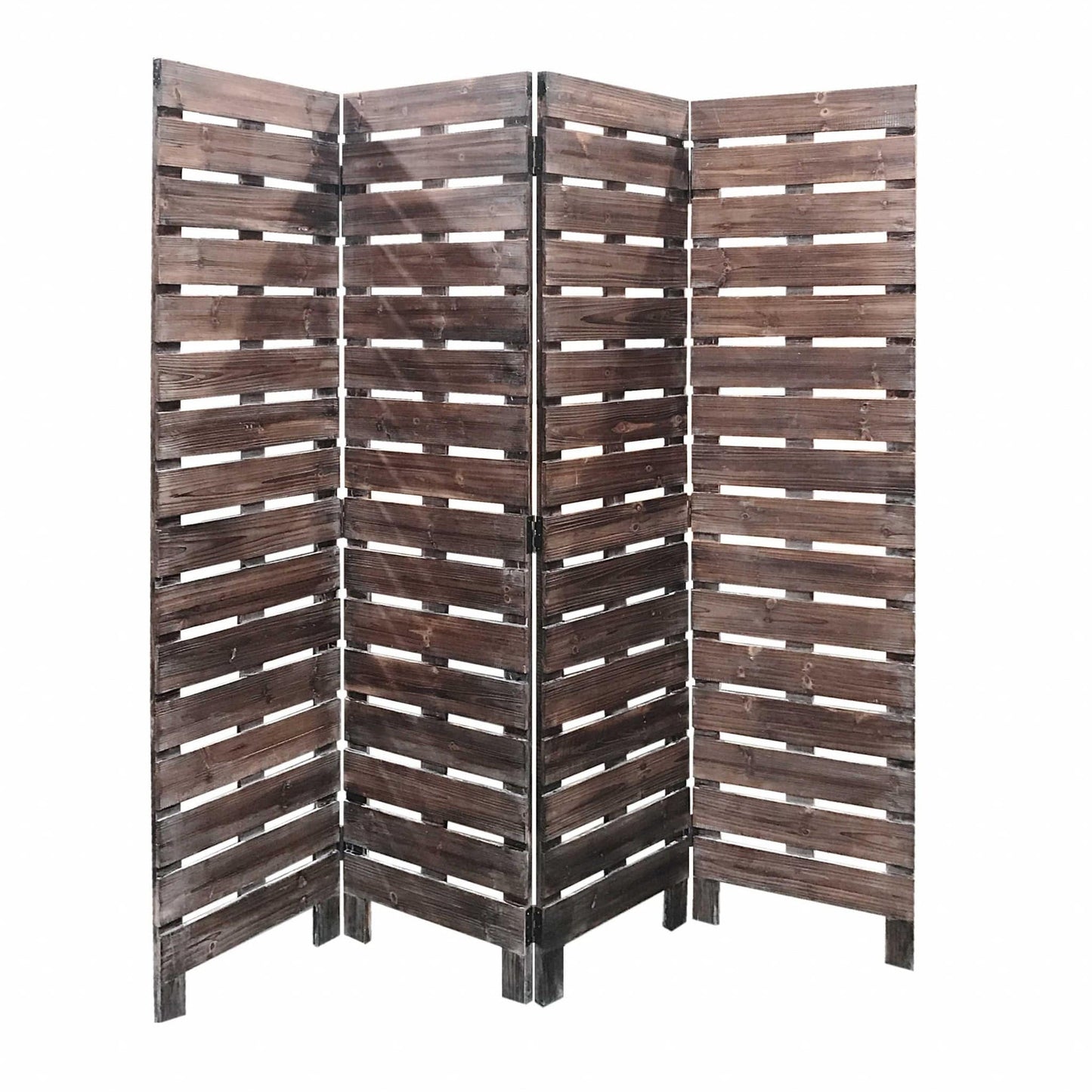 72" Brown Folding Four Panel Screen Room Divider - Homeroots - Flyclothing LLC