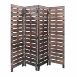 72" Brown Folding Four Panel Screen Room Divider - Homeroots - Flyclothing LLC