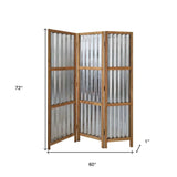 72" Brown Folding Three Panel Screen Room Divider - Homeroots - Flyclothing LLC