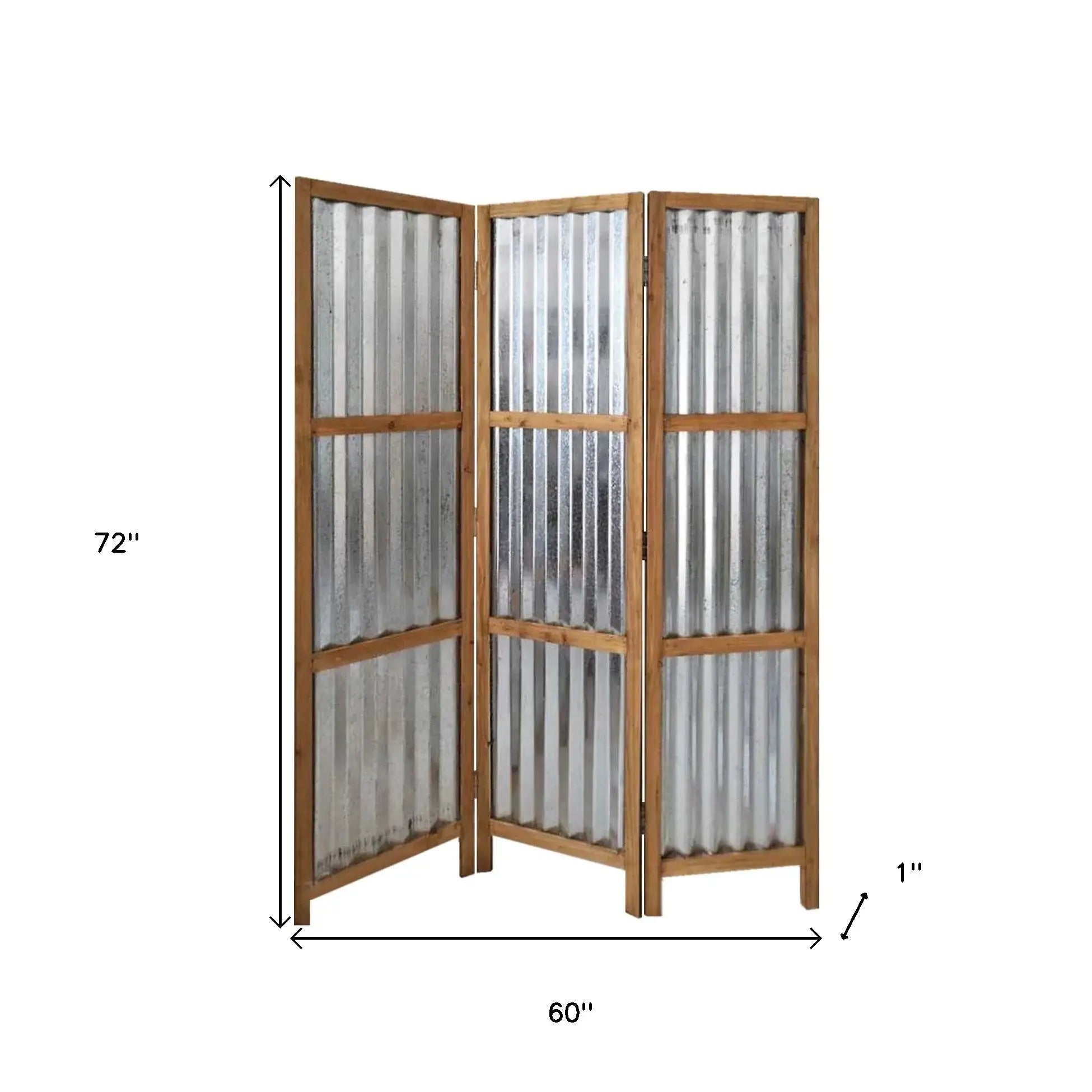 72" Brown Folding Three Panel Screen Room Divider - Homeroots - Flyclothing LLC