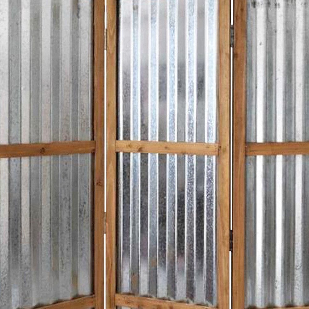 72" Brown Folding Three Panel Screen Room Divider - Homeroots