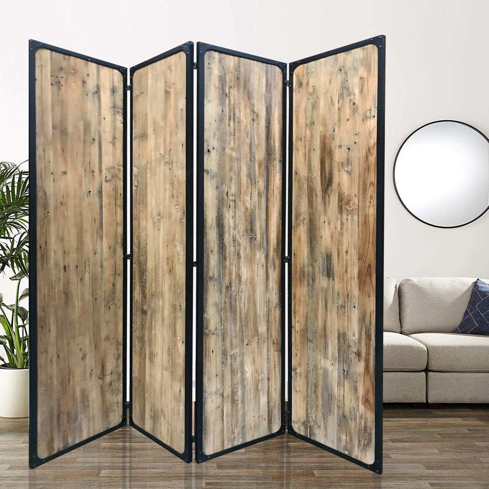 4 Panel Brown Room Divider - Homeroots - Flyclothing LLC
