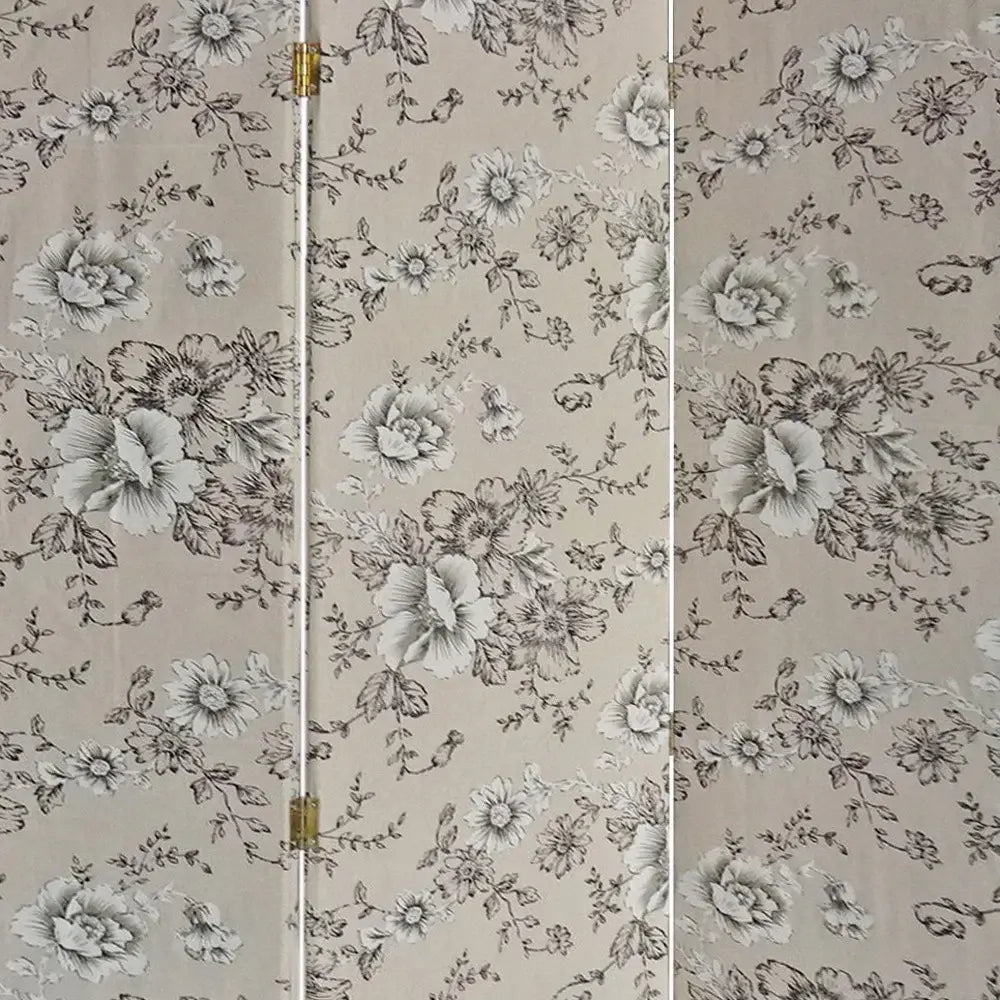 3 Panel Beige And Black Soft Fabric Finish Room Divider - Homeroots - Flyclothing LLC