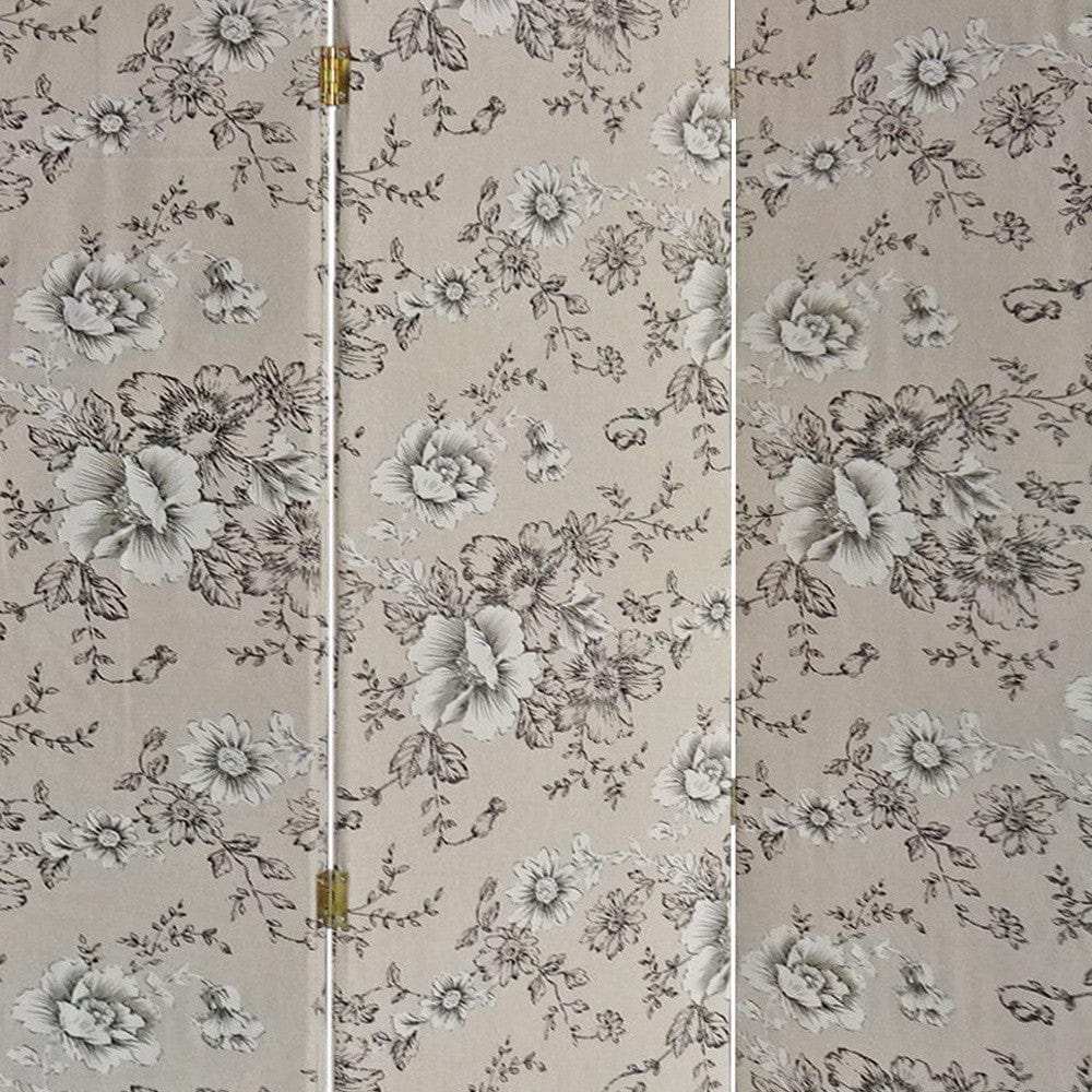3 Panel Beige And Black Soft Fabric Finish Room Divider - Homeroots - Flyclothing LLC