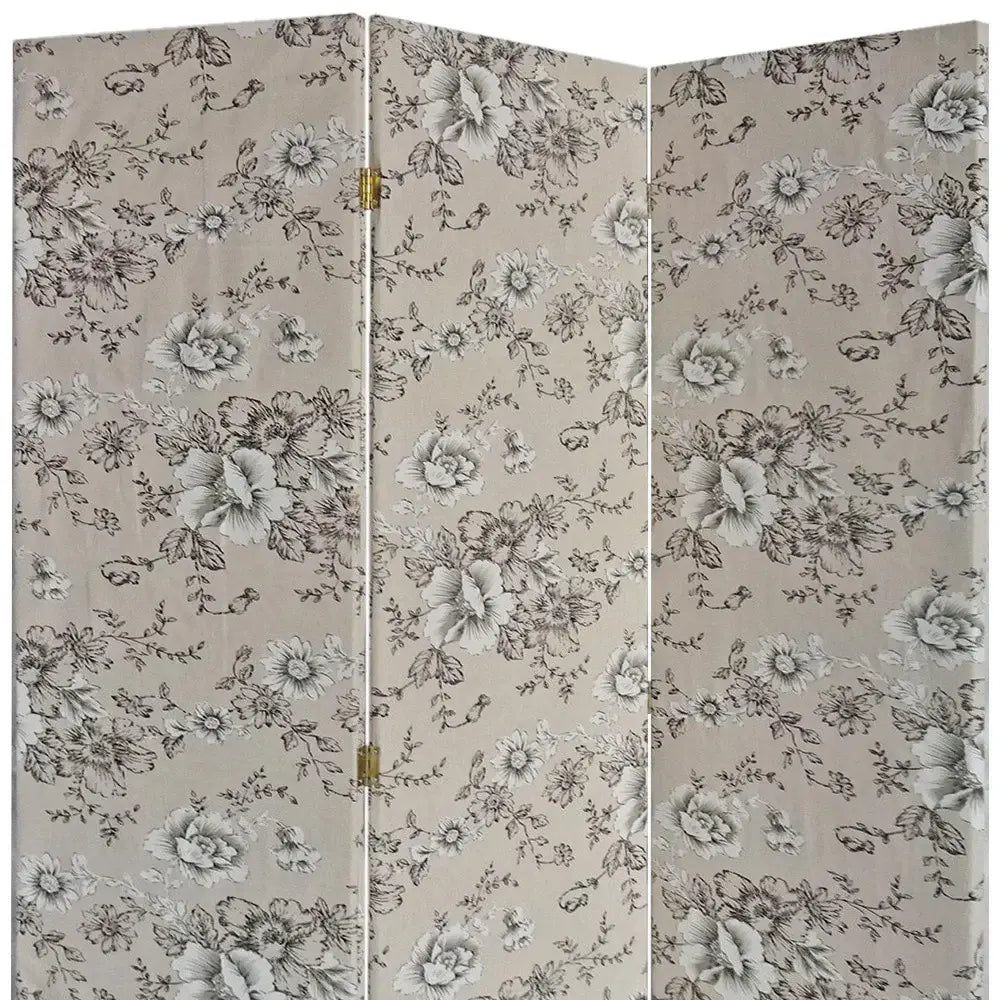 3 Panel Beige And Black Soft Fabric Finish Room Divider - Homeroots - Flyclothing LLC