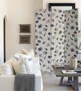 3 Panel Beige And Blue Soft Fabric Finish Room Divider - Homeroots - Flyclothing LLC
