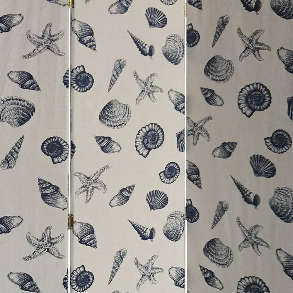 3 Panel Beige And Blue Soft Fabric Finish Room Divider - Homeroots - Flyclothing LLC