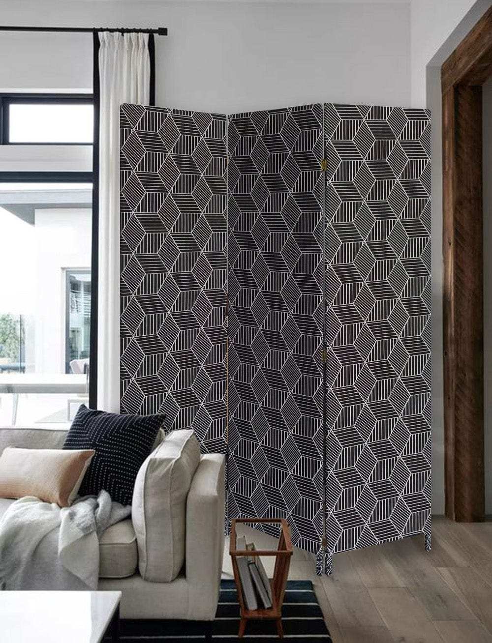 3 Panel Black Soft Fabric Finish Room Divider - Homeroots - Flyclothing LLC