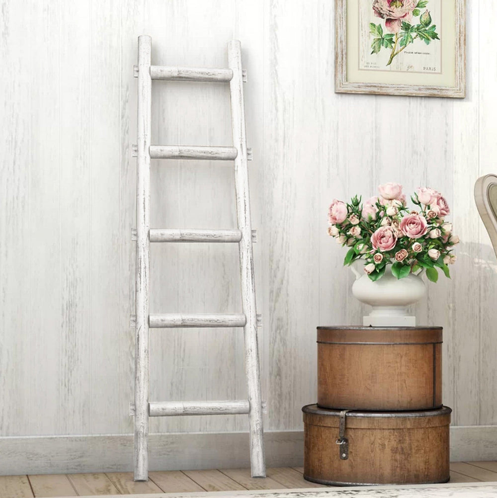 59" X 18" X 2" White Decorative Ladder Shelve - Homeroots - Flyclothing LLC