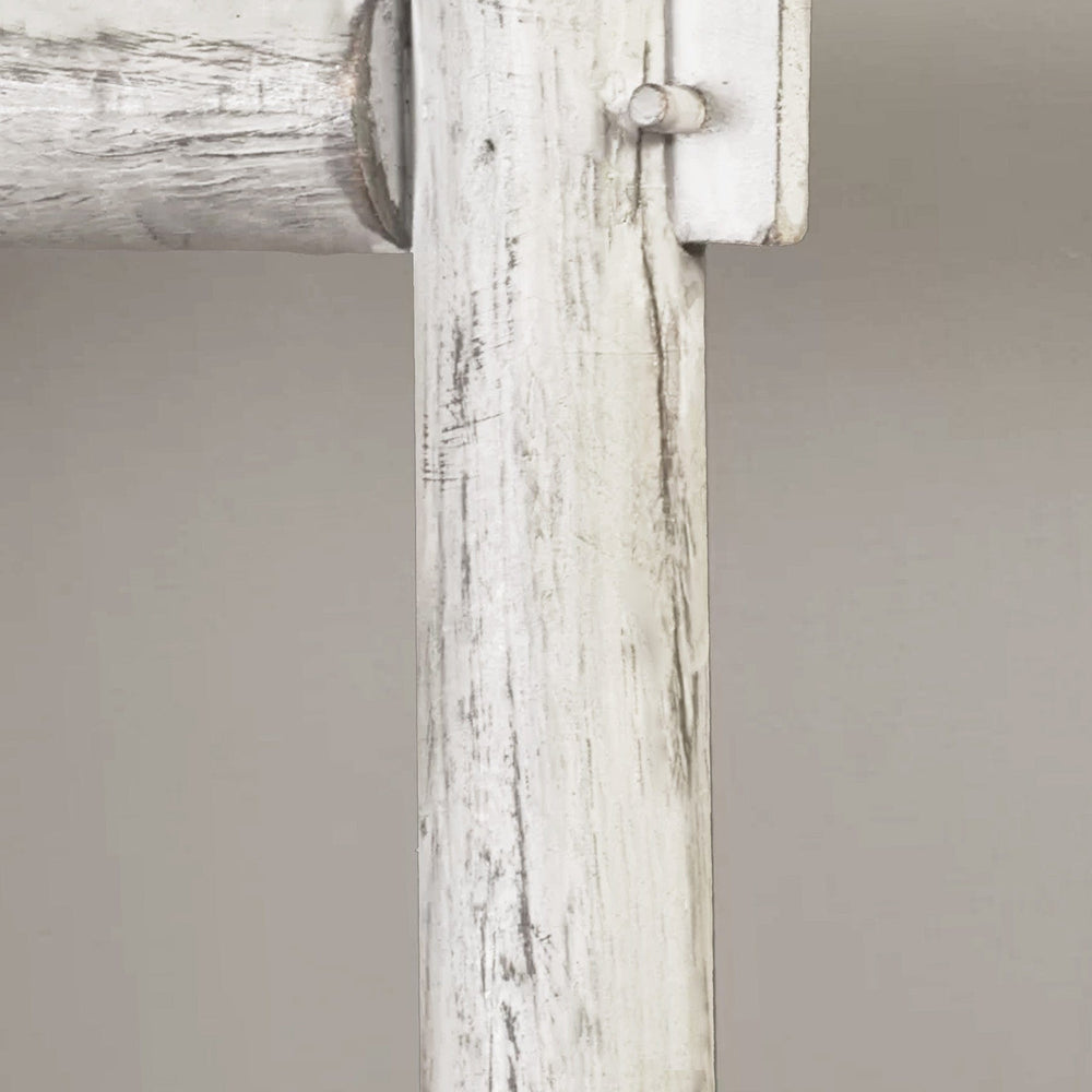 72" White Rustic Six Step Wood Ladder Shelf - Homeroots - Flyclothing LLC