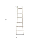 72" White Rustic Six Step Wood Ladder Shelf - Homeroots - Flyclothing LLC