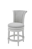 39" Light Gray And White Fabric Swivel Counter Height Bar Chair - Homeroots