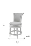 39" Light Gray And White Fabric Swivel Counter Height Bar Chair - Homeroots
