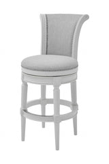 Light Gray And White Upholstered And Solid Wood Bar Chair - Homeroots - Flyclothing LLC