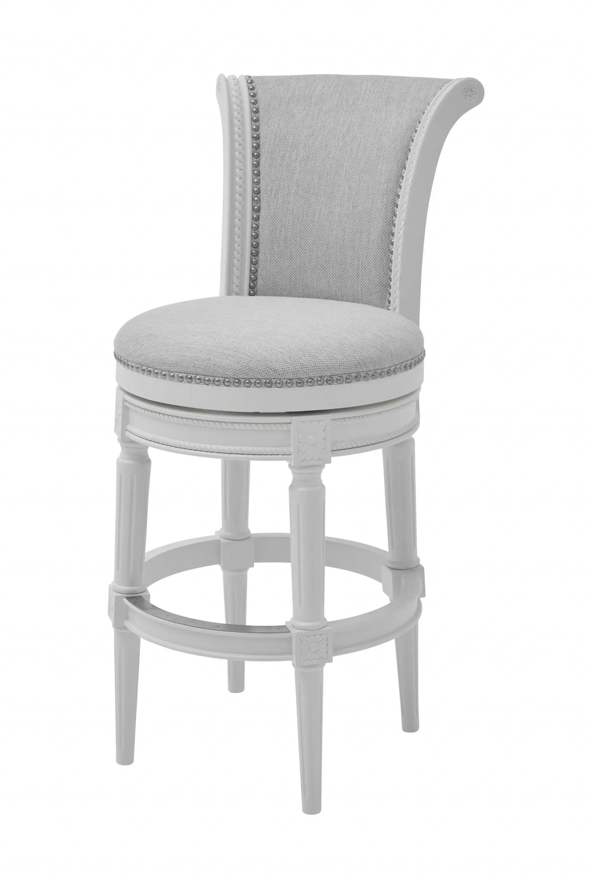 Light Gray And White Upholstered And Solid Wood Bar Chair - Homeroots - Flyclothing LLC