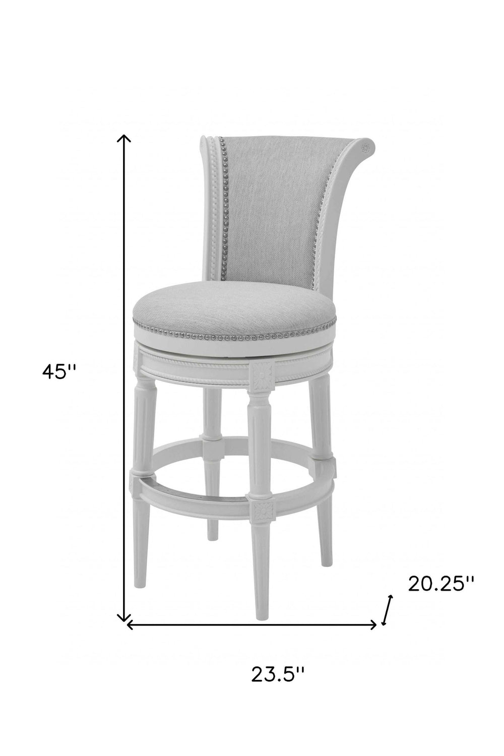 Light Gray And White Upholstered And Solid Wood Bar Chair - Homeroots - Flyclothing LLC
