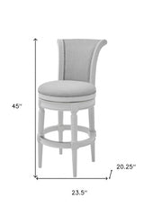 Light Gray And White Upholstered And Solid Wood Bar Chair