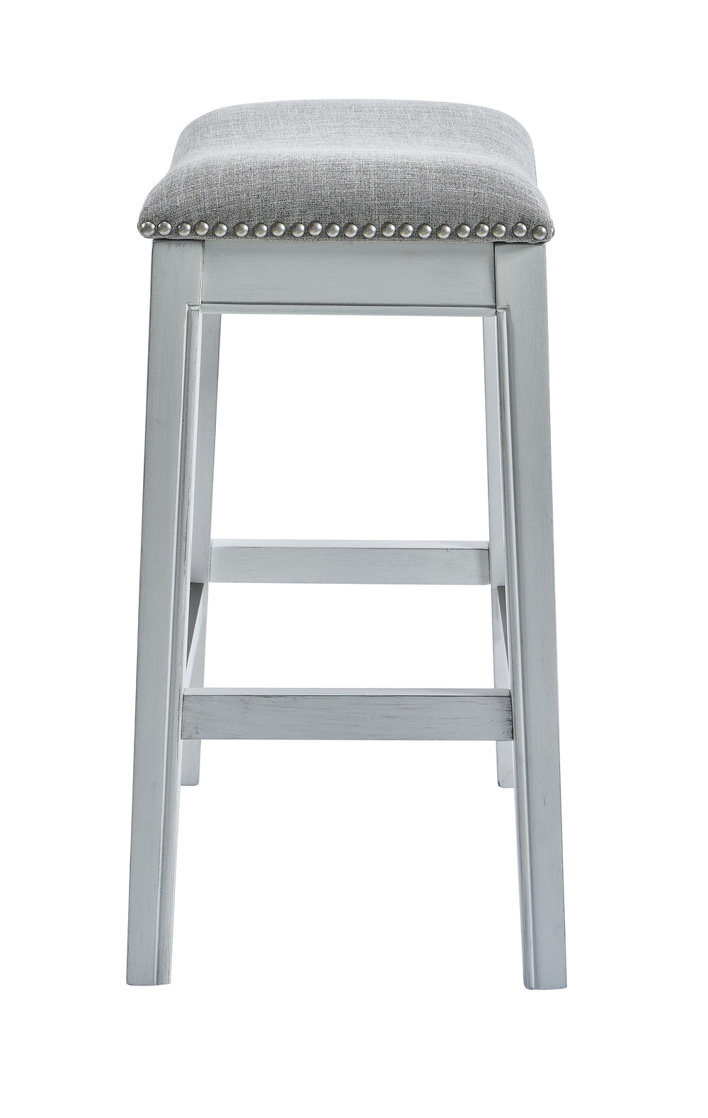 31" Light Gray And White Upholstered And Solid Wood Backless Bar Height Bar Chair - Homeroots - Flyclothing LLC