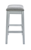 31" Light Gray And White Upholstered And Solid Wood Backless Bar Height Bar Chair - Homeroots