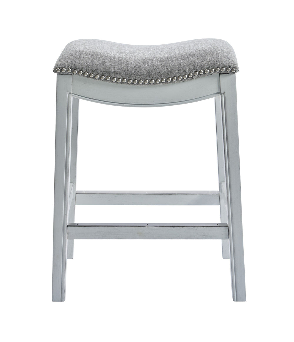 31" Light Gray And White Upholstered And Solid Wood Backless Bar Height Bar Chair - Homeroots - Flyclothing LLC